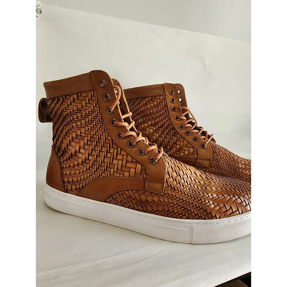 Marc Nolan Boots Magnus Brandy Woven Leather High-Top Sneakers Men's Size 13